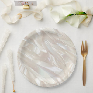 Elegant Pearl White Shell Abstract Paper Plate