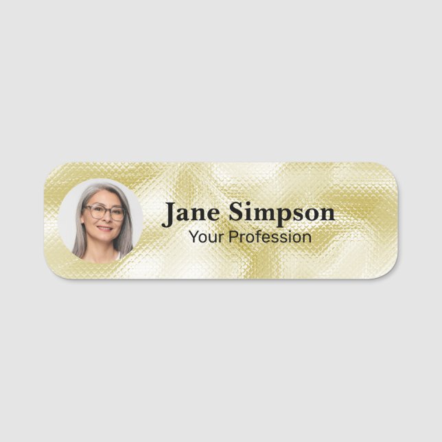 Elegant Pearlescent Gold Texture Name Tag (Front)