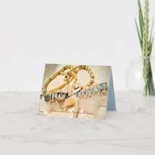 Elegant Pearls and Lace Themed Thank You Card