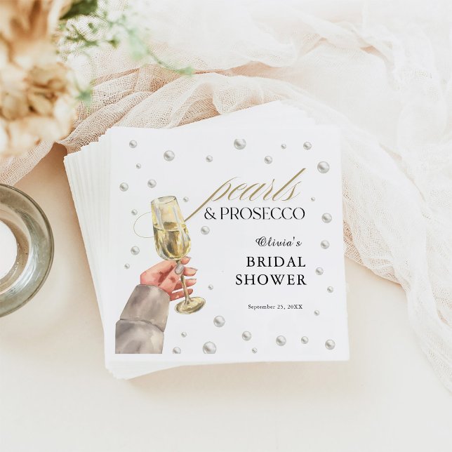 Elegant Pearls and Prosecco Bridal Shower Brunch Napkin (Creator Uploaded)