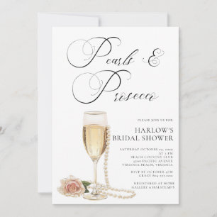 Elegant Pearls and Prosecco  Bridal Shower  Invita Invitation