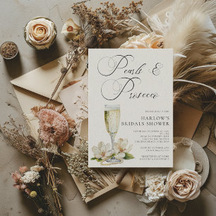 Elegant Pearls and Prosecco  Bridal Shower  Invitation