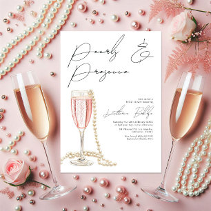 Elegant Pearls and Prosecco Bridal Shower Invitation