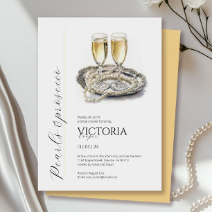 Elegant Pearls and Prosecco Bridal Shower Invitation