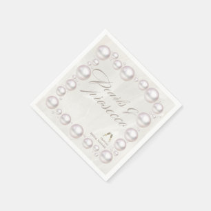 Elegant pearls and prosecco bridal shower  napkin