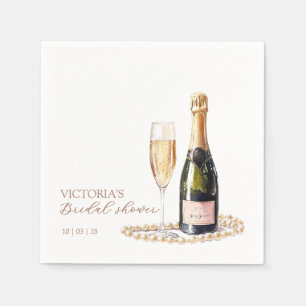Elegant Pearls and Prosecco Bridal Shower Napkin