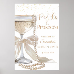 Elegant Pearls and Prosecco Bridal Shower Poster
