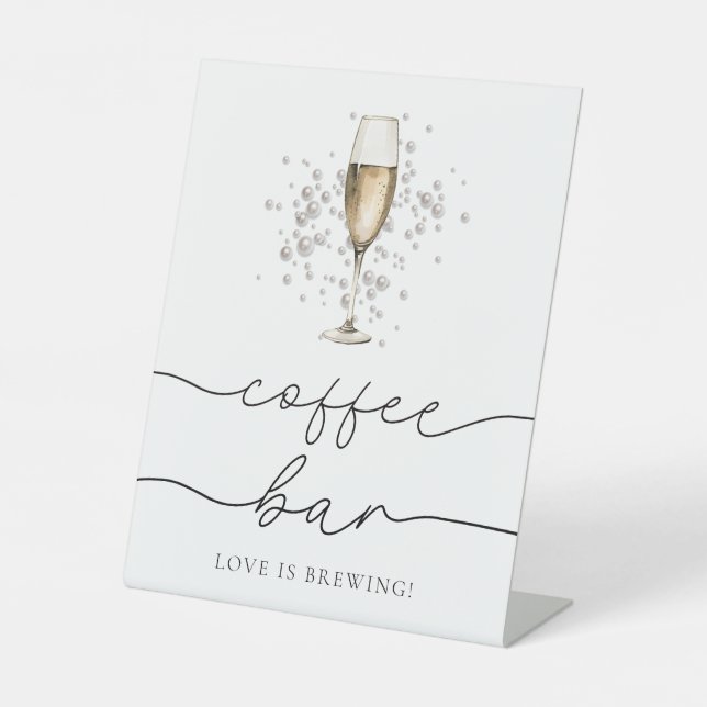 Elegant Pearls and Prosecco Coffee Bar Sign (Front)