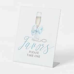 Elegant Pearls and Prosecco Coquette Favors Sign