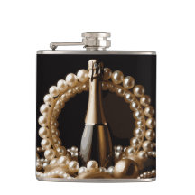 Elegant pearls and Prosecco gold and black