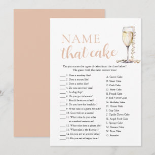 Elegant Pearls and Prosecco Name That Cake Game Invitation