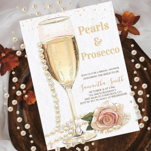Elegant Pearls and Prosecco party Bridal Shower  Invitation