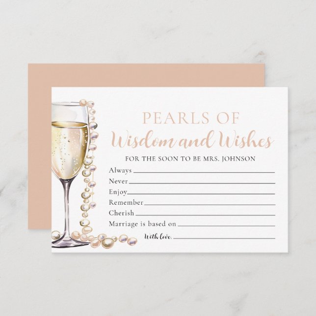 Elegant Pearls and Prosecco Pearls of Wisdom Card (Front/Back)