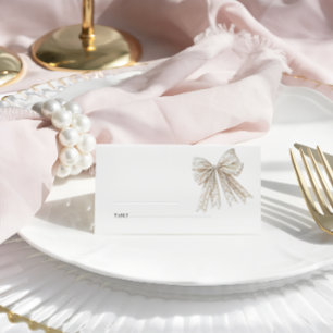 Elegant Pearls Bow Wedding Place Card