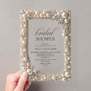 Elegant Pearls Bridal Shower Acrylic Invitations