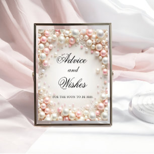 Elegant Pearls Bridal Shower Advice and Wishes Poster