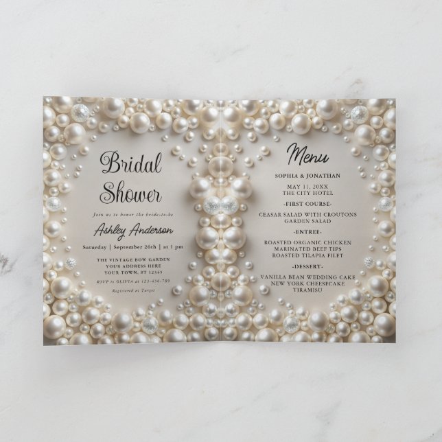 Elegant Pearls Bridal Shower Invitation (Inside)