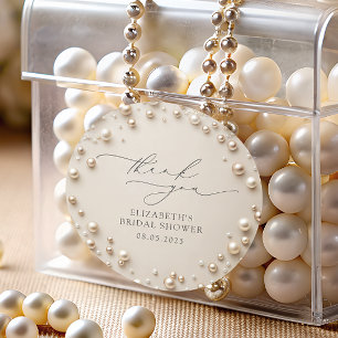 Elegant Pearls Bridal Shower Thank You Classic Round Sticker