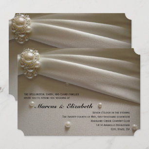 Elegant Pearls Ivory Cream Wedding Invitation