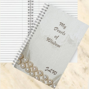 Elegant Pearls of Wisdom Stylish Customisable Notebook