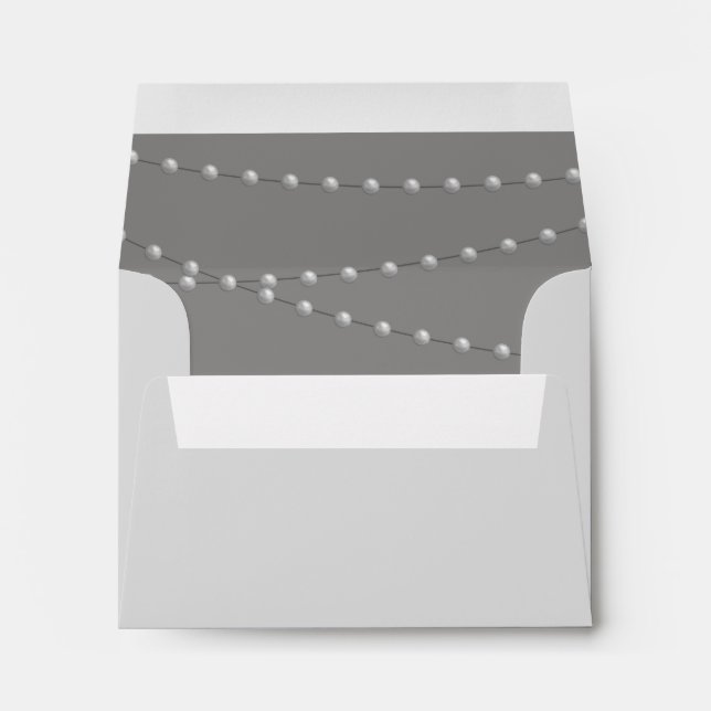 Elegant Pearls on Grey RSVP Envelope (Back (Bottom))