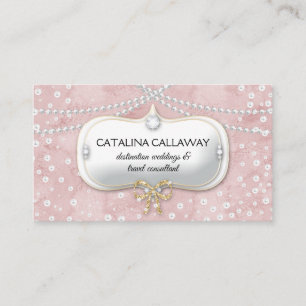 Elegant Pearls Pink Suede Makeup Jewellery Business Card