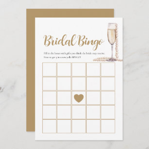 Elegant Pearls & Prosecco Bridal Bingo Game Card