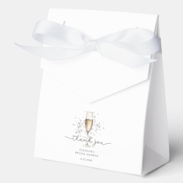 Elegant Pearls & Prosecco Bridal Shower Favour Box (Front)