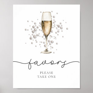 Elegant Pearls & Prosecco Bridal Shower Favours Poster