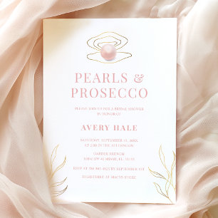 Elegant Pearls & Prosecco Bridal Shower Invitation