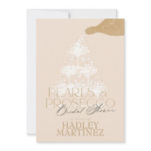 Elegant Pearls & Prosecco Bridal Shower Invitation