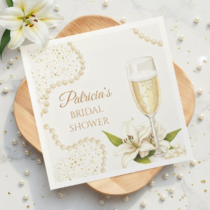 Elegant Pearls & Prosecco Bridal Shower Napkin