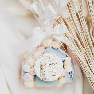 Elegant Pearls & Prosecco Bridal Shower Thank You Classic Round Sticker