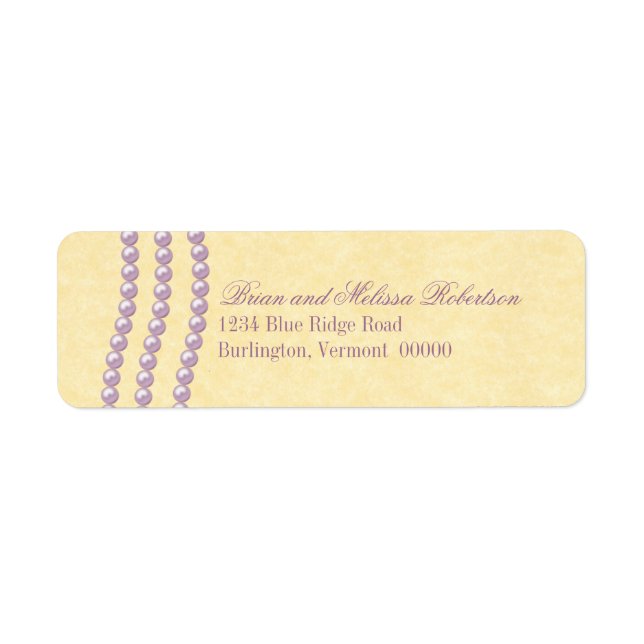 Elegant Pearls Return Address Labels, Lilac (Front)