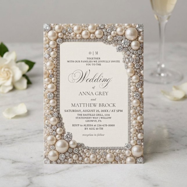 Elegant Pearls Wedding Invitation (Creator Uploaded)