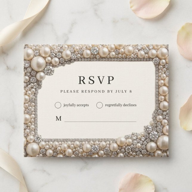 Elegant Pearls Wedding RSVP Card (Creator Uploaded)