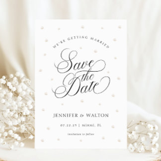 Elegant Pearls Wedding Save the Date Invitation