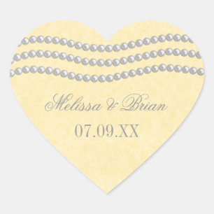 Elegant Pearls Wedding Stickers, Ivory Heart Sticker