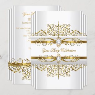 Elegant Pearls White Gold Elegant Birthday Party Invitation
