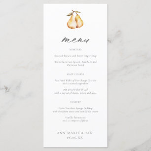 Elegant Pears Calligraphy Wedding Menu
