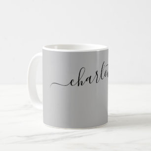 Elegant Pebble Grey Colour Modern Name Personalise Coffee Mug