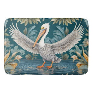 Elegant Pelican Bird Tropical Paradise Bath Mat