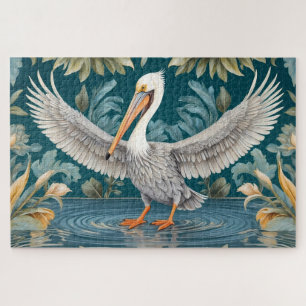 Elegant Pelican Bird Tropical Paradise Jigsaw Puzzle