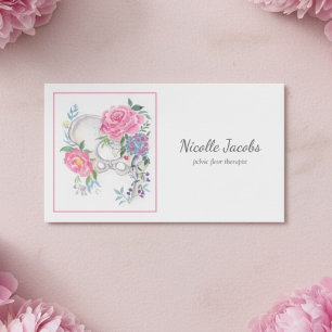 Elegant Pelvic Floor Therapist Peony Pelvis Business Card