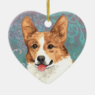 Elegant Pembroke Welsh Corgi Ceramic Tree Decoration