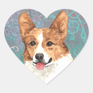 Elegant Pembroke Welsh Corgi Heart Sticker