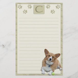 Elegant Pembroke Welsh Corgi Stationery (Initial)