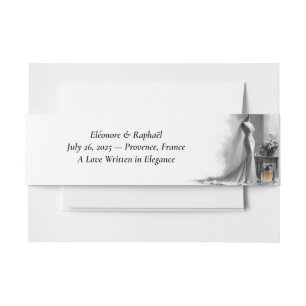 Elegant Pencil Sketch Wedding Belly Band  Invitation Belly Band