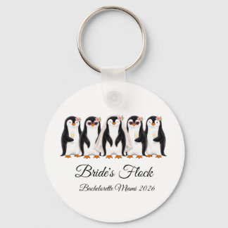 Elegant Penguin Bride's Flock Bachelorette Key Ring