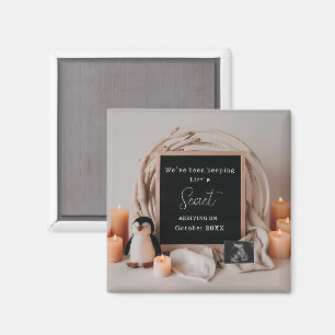 Elegant Penguin Pregnancy Announcement keepsake Magnet